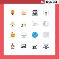 Pictogram Set of 16 Simple Flat Colors of solution bulb water prize game Editable Pack of Creative Vector Design Elements