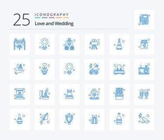 Wedding 25 Blue Color icon pack including lip stick. video camera. brougham. video. wedding vector