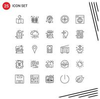 Mobile Interface Line Set of 25 Pictograms of web head bulb find business Editable Vector Design Elements