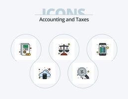 Taxes Line Filled Icon Pack 5 Icon Design. money. finance. table. duty. tax vector