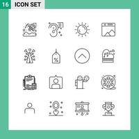 Outline Pack of 16 Universal Symbols of web photo message image sunrise Editable Vector Design Elements