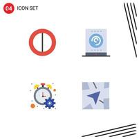 Set of 4 Modern UI Icons Symbols Signs for colors timer radio counter navigation Editable Vector Design Elements