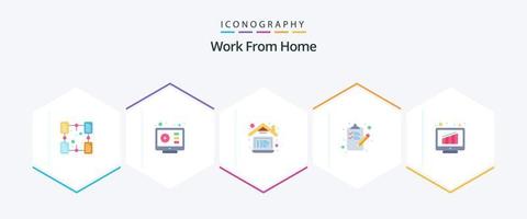 Work From Home 25 Flat icon pack including content. done. web. checklist. laptop vector