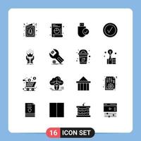 Stock Vector Icon Pack of 16 Line Signs and Symbols for king crown connected tick checked Editable Vector Design Elements