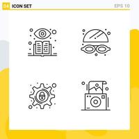 4 Creative Icons Modern Signs and Symbols of learning setting goggles cyber crime photo Editable Vector Design Elements