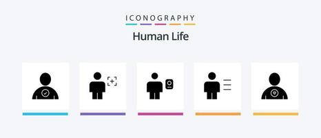 Human Glyph 5 Icon Pack Including human. body. avatar. avatar. profile. Creative Icons Design vector