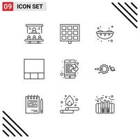 Group of 9 Modern Outlines Set for solution business sushi puzzle layout Editable Vector Design Elements
