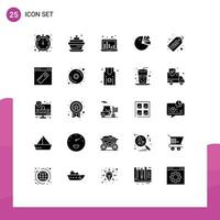 Pictogram Set of 25 Simple Solid Glyphs of duty cash sound bars diagram chart Editable Vector Design Elements