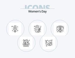 De las mujeres día línea icono paquete 5 5 icono diseño. . cinta. globo. símbolo. regalo vector