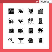 Universal Icon Symbols Group of 16 Modern Solid Glyphs of ticket receipt case checkout strategic Editable Vector Design Elements