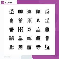 User Interface Pack of 25 Basic Solid Glyphs of globe eco bus tri fold Editable Vector Design Elements