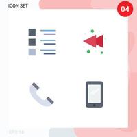 Set of 4 Modern UI Icons Symbols Signs for checklist phone menu left phone Editable Vector Design Elements