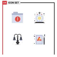 4 Flat Icon concept for Websites Mobile and Apps alert life finance money lump Editable Vector Design Elements