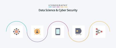 datos Ciencias y ciber seguridad plano 5 5 icono paquete incluso aprendiendo. datos ciencia móvil. ciencia elearning vector