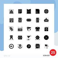 Stock Vector Icon Pack of 25 Line Signs and Symbols for globe document plus analytics fashion Editable Vector Design Elements