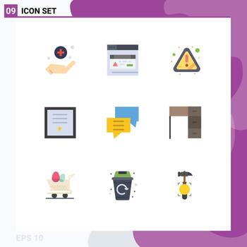 Mobile Interface Flat Color Set of 9 Pictograms of customer bubbles attention stamp post Editable Vector Design Elements