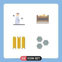 Pack of 4 Modern Flat Icons Signs and Symbols for Web Print Media such as islam document pray food files Editable Vector Design Elements