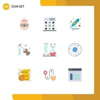 9 Universal Flat Colors Set for Web and Mobile Applications chemistry music cut equipment page Editable Vector Design Elements