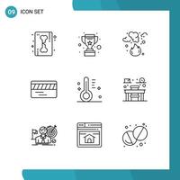 Universal Icon Symbols Group of 9 Modern Outlines of design underground burn transport smoke Editable Vector Design Elements