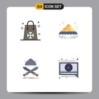 Pack of 4 Modern Flat Icons Signs and Symbols for Web Print Media such as christmas delicious holidays dish emblem Editable Vector Design Elements