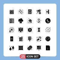User Interface Pack of 25 Basic Solid Glyphs of direction cancer day friday awareness offer Editable Vector Design Elements