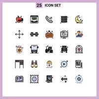 Set of 25 Modern UI Icons Symbols Signs for directions night call moon storage Editable Vector Design Elements