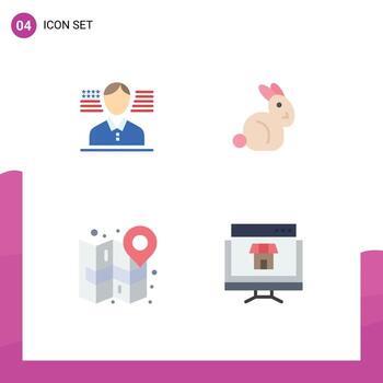 4 4 temático vector plano íconos y editable símbolos de hombre navegar bynny ciudad computadora editable vector diseño elementos