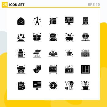 Solid Glyph Pack of 25 Universal Symbols of layout graphics wedding display computer Editable Vector Design Elements