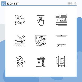 9 Universal Outline Signs Symbols of deck graph modeling chart canada Editable Vector Design Elements