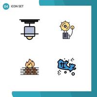 4 Creative Icons Modern Signs and Symbols of decor intruder lamp alert computer Editable Vector Design Elements