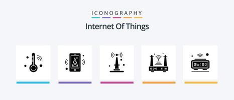 Internet Of Things Glyph 5 Icon Pack Including alarm. things. internet. router. internet. Creative Icons Design vector