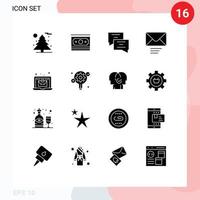 16 Universal Solid Glyphs Set for Web and Mobile Applications idea bag education laptop send Editable Vector Design Elements