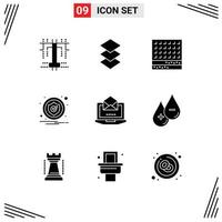 9 Creative Icons Modern Signs and Symbols of mail server sweet security caution Editable Vector Design Elements