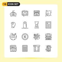 Stock Vector Icon Pack of 16 Line Signs and Symbols for confuse egg study breakfast video Editable Vector Design Elements