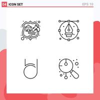 Set of 4 Modern UI Icons Symbols Signs for firewall bit deal storage drawing crypto Editable Vector Design Elements