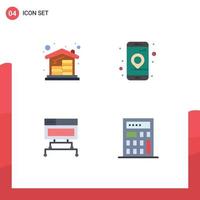 Pack of 4 Modern Flat Icons Signs and Symbols for Web Print Media such as coins connection money location database Editable Vector Design Elements