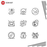 Set of 9 Commercial Outlines pack for bean advertisement spring sign close Editable Vector Design Elements