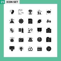 Group of 25 Solid Glyphs Signs and Symbols for limits breaking html break success Editable Vector Design Elements