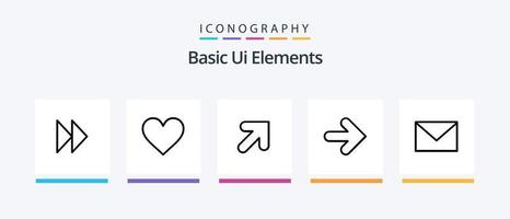 Basic Ui Elements Line 5 Icon Pack Including back. cross. love. close. delete. Creative Icons Design vector