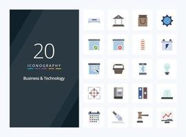 20 Business  Technology Flat Color icon for presentation vector