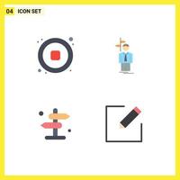 Pictogram Set of 4 Simple Flat Icons of audio board video choose navigation Editable Vector Design Elements