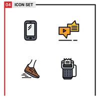 Universal Icon Symbols Group of 4 Modern Filledline Flat Colors of phone speech huawei connection leg Editable Vector Design Elements