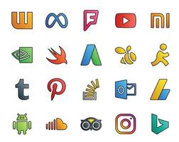 20 Social Media Icon Pack Including overflow question swift stockoverflow tumblr vector