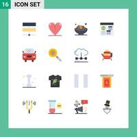 Pictogram Set of 16 Simple Flat Colors of development coding bowl browser ramadan Editable Pack of Creative Vector Design Elements