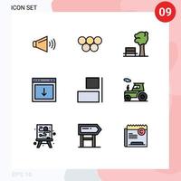 Modern Set of 9 Filledline Flat Colors and symbols such as align element bench down app Editable Vector Design Elements