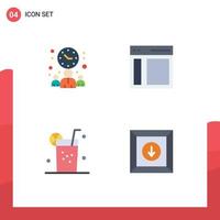 Universal Icon Symbols Group of 4 Modern Flat Icons of businessman fruit time left juice Editable Vector Design Elements