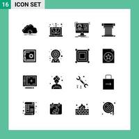 16 Universal Solid Glyphs Set for Web and Mobile Applications cpu cooler equation computer online Editable Vector Design Elements