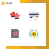 Universal Icon Symbols Group of 4 Modern Flat Icons of baked book glove currency physics Editable Vector Design Elements