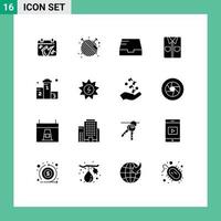 16 User Interface Solid Glyph Pack of modern Signs and Symbols of win award inbox shopping shirt Editable Vector Design Elements
