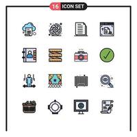 Flat Color Filled Line Pack of 16 Universal Symbols of book web lens aperture interface files Editable Creative Vector Design Elements